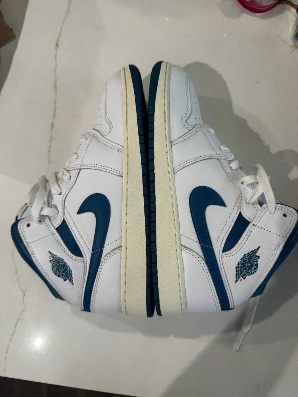 Nike Air Jordan 1’s Mid, Industrial Blue/White, Size 7 Y/M